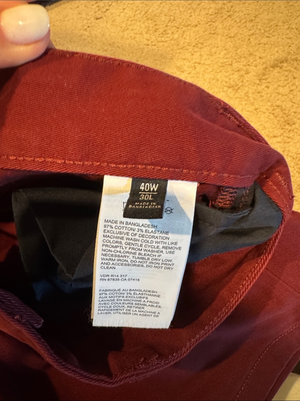 Nautica Men's Straight Fit Chinos in Burgundy - Picture 8 of 8